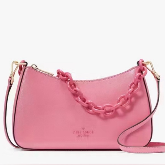 Kate Spade ♠️ Madison Resin Chain Convertible Crossbody Blossom Pink - Picture 4 of 9